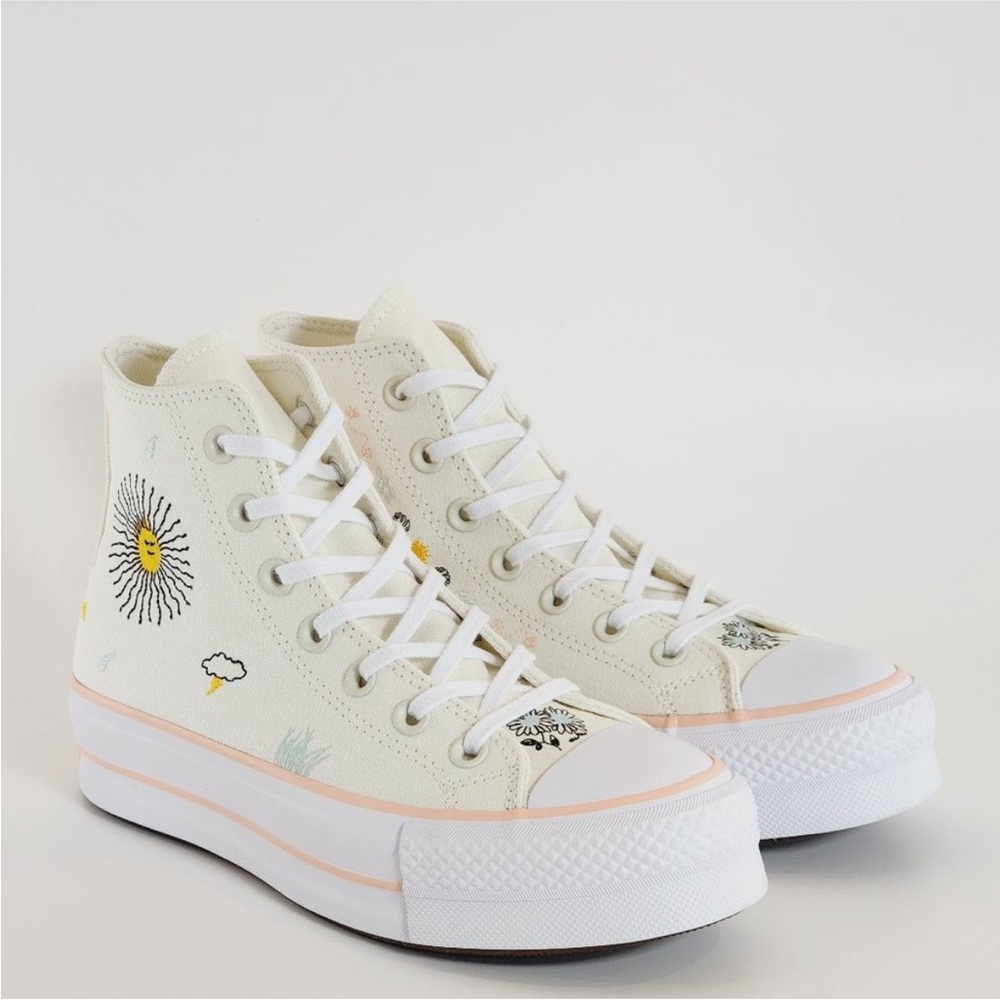 WOMENS CONVERSE LIFT HIGHTOP PLATFORM SNEAKER SUN CLOUDS FLOWERS 6 NEW